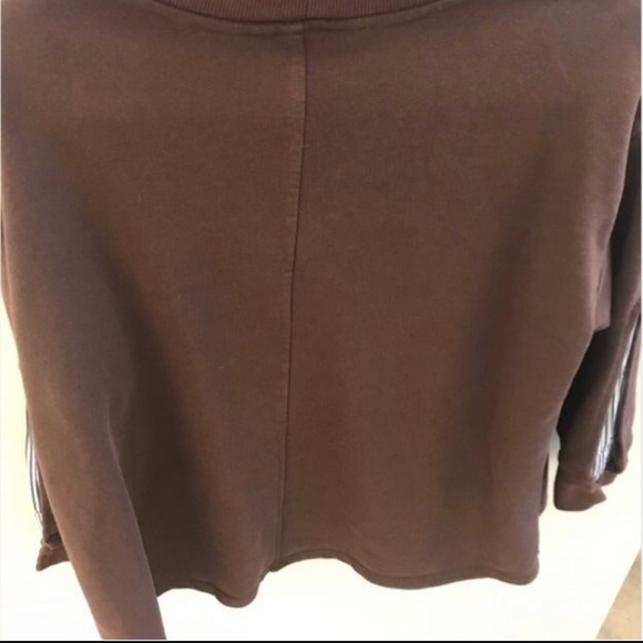 Buykud coffee colored sweat shirt with striped sleeve insert. L cotton - Picture 4 of 5